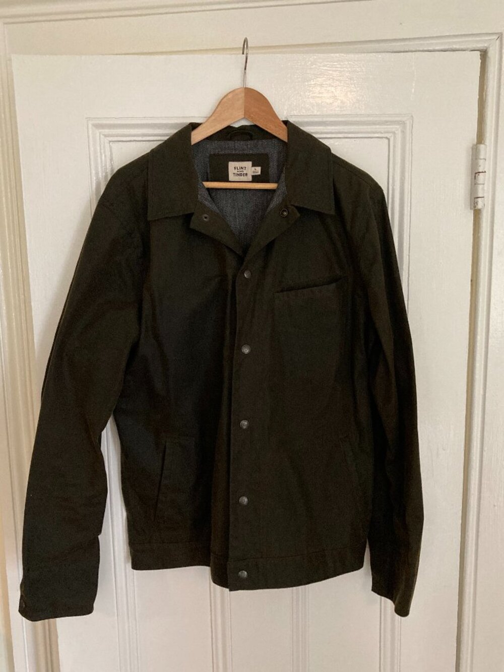 Flint and Tinder James Waxed Snap Jacket Firest Green Large EUC